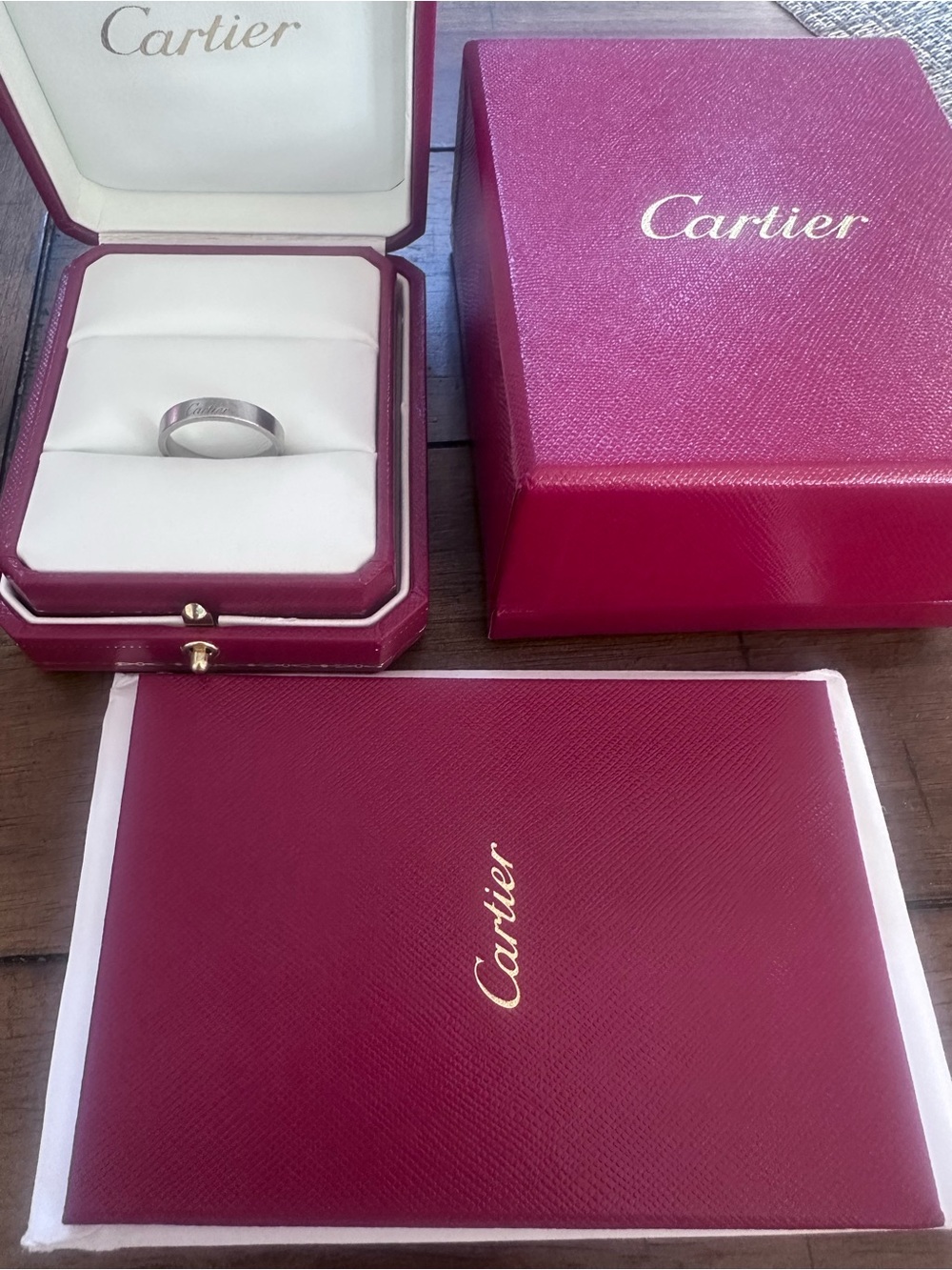 Cartier Platinum (Pt950) Ring w Box and COA 61 US 9.5 4 mm 8 gr